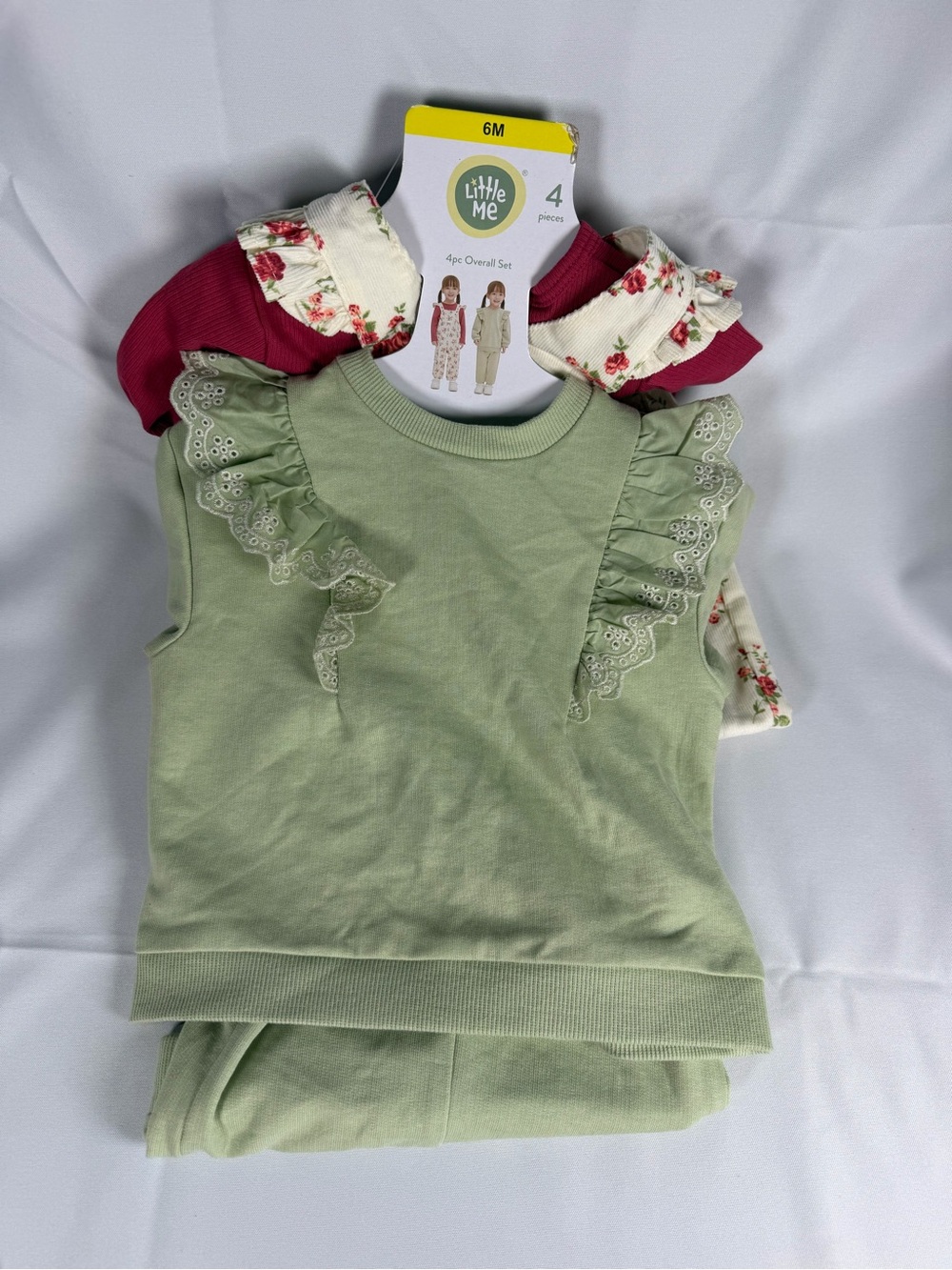 Little Me Light Green Ruffle Eyelet Tank Top - Kids